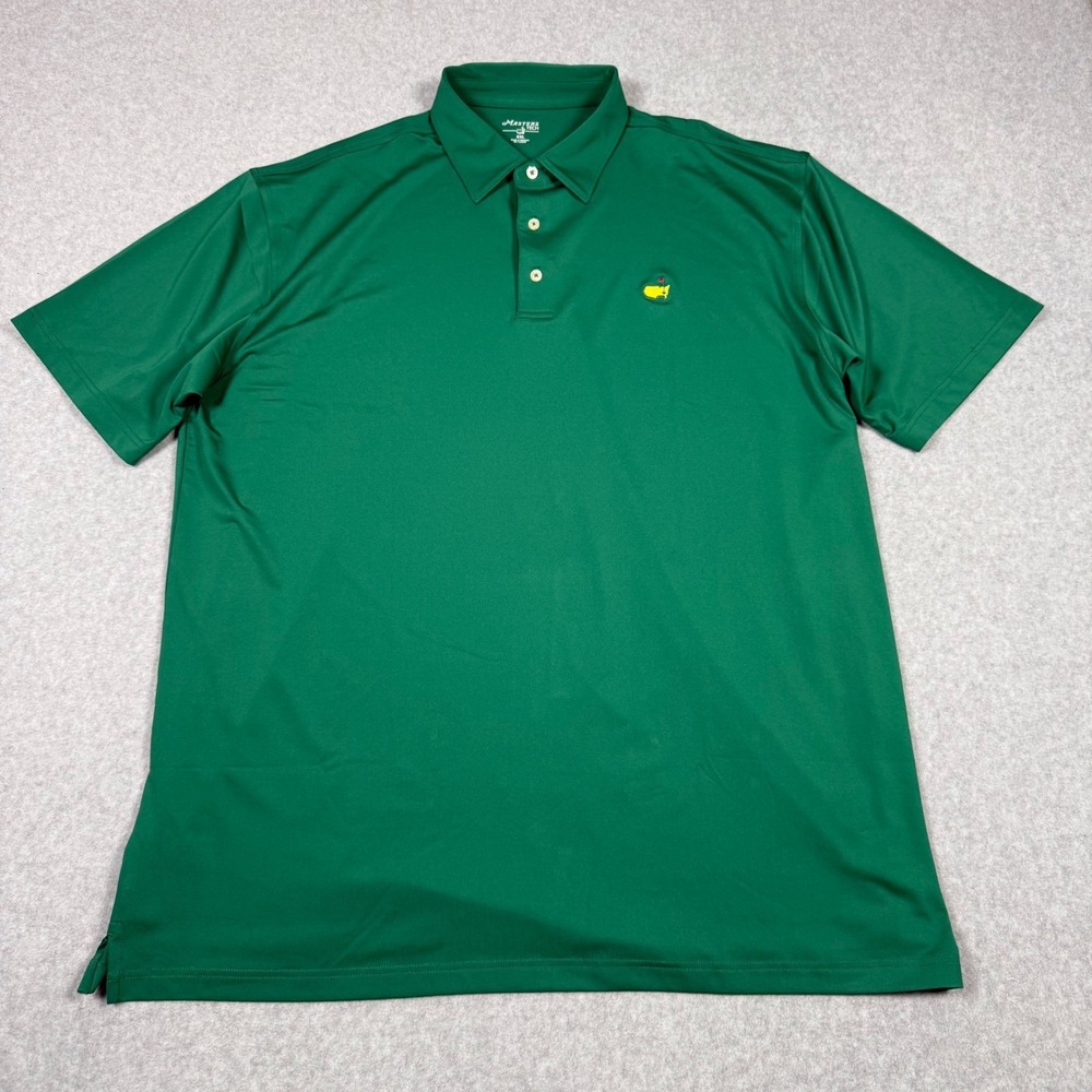 Masters Tech Mens XXL Augusta Green Performance Golf Polo Shirt Logo Preppy